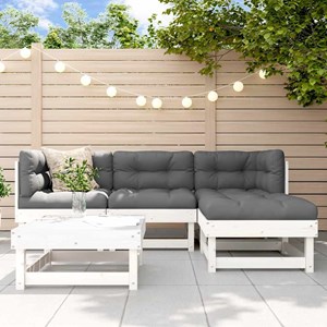 Maison exclusive - salon de jardin 5 pcs avec coussins blanc bois massif