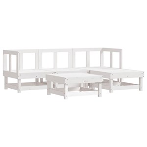 Maison exclusive - salon de jardin 5 pcs avec coussins blanc bois massif