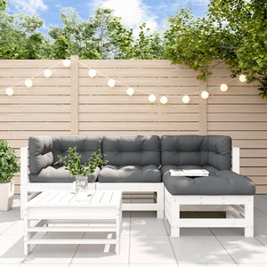 Maison exclusive - salon de jardin 5 pcs avec coussins blanc bois massif