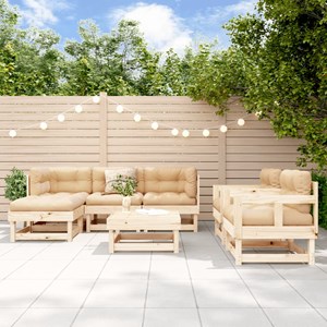 Maison exclusive - salon de jardin 7 pcs avec coussins bois massif