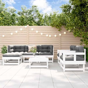 Maison exclusive - salon de jardin 7 pcs avec coussins blanc bois massif