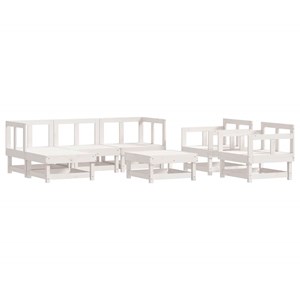 Maison exclusive - salon de jardin 7 pcs avec coussins blanc bois massif