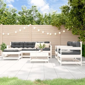 Maison exclusive - salon de jardin 7 pcs avec coussins blanc bois massif