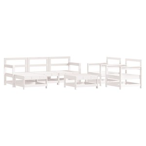 Maison exclusive - salon de jardin 7 pcs avec coussins blanc bois massif