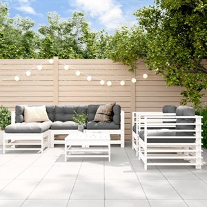 Maison exclusive - salon de jardin 7 pcs avec coussins blanc bois massif