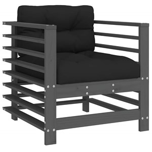 Maison exclusive - salon de jardin 7 pcs avec coussins gris bois massif