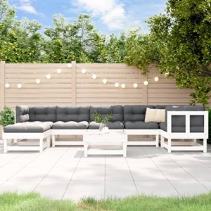 Maison exclusive - salon de jardin 8 pcs avec coussins blanc bois massif