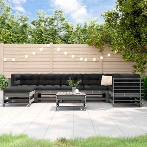 Maison exclusive - salon de jardin 8 pcs avec coussins gris bois massif