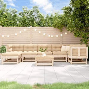 Maison exclusive - salon de jardin 8 pcs avec coussins bois massif