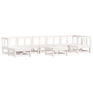 Maison exclusive - salon de jardin 8 pcs avec coussins blanc bois massif