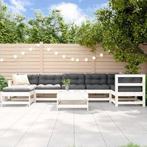 Maison exclusive - salon de jardin 8 pcs avec coussins blanc bois massif