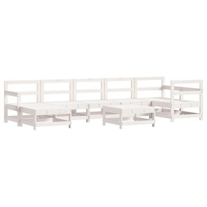 Maison exclusive - salon de jardin 8 pcs avec coussins blanc bois massif