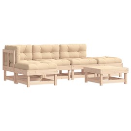 Maison exclusive - salon de jardin 6 pcs avec coussins bois massif