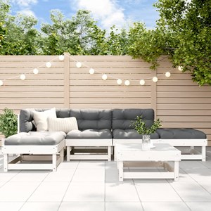 Maison exclusive - salon de jardin 6 pcs avec coussins blanc bois massif