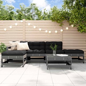Maison exclusive - salon de jardin 6 pcs avec coussins gris bois massif