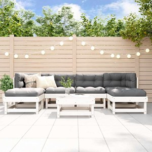Maison exclusive - salon de jardin 7 pcs avec coussins blanc bois massif