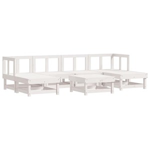 Maison exclusive - salon de jardin 7 pcs avec coussins blanc bois massif