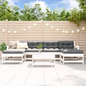 Maison exclusive - salon de jardin 7 pcs avec coussins blanc bois massif