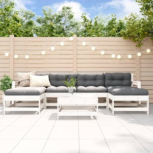 Maison exclusive - salon de jardin 7 pcs avec coussins blanc bois massif