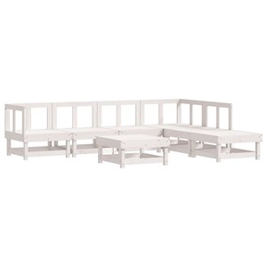 Maison exclusive - salon de jardin 7 pcs avec coussins blanc bois massif