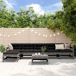 Maison exclusive - salon de jardin 7 pcs avec coussins gris bois massif