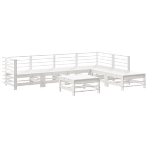 Maison exclusive - salon de jardin 7 pcs avec coussins blanc bois massif