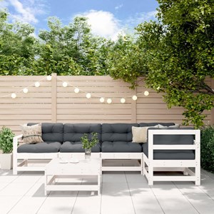 Maison exclusive - salon de jardin 6 pcs avec coussins blanc bois massif
