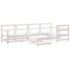 Maison exclusive - salon de jardin 6 pcs avec coussins blanc bois massif