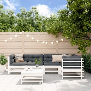 Maison exclusive - salon de jardin 6 pcs avec coussins blanc bois massif