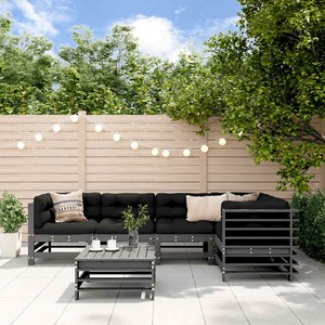 Maison exclusive - salon de jardin 6 pcs avec coussins gris bois massif