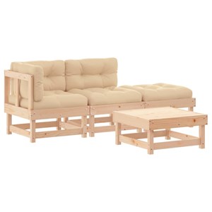 Maison exclusive - salon de jardin 4 pcs avec coussins bois massif