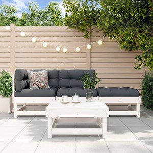 Maison exclusive - salon de jardin 4 pcs avec coussins blanc bois massif
