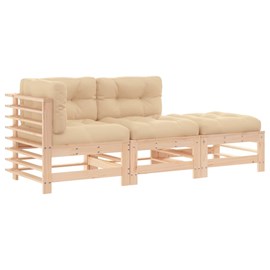 Maison exclusive - salon de jardin 3 pcs avec coussins bois massif