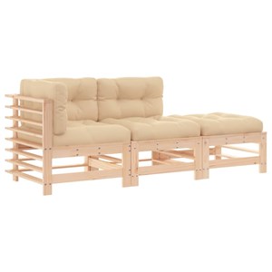 Maison exclusive - salon de jardin 3 pcs avec coussins bois massif