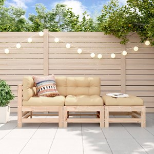 Maison exclusive - salon de jardin 3 pcs avec coussins bois massif