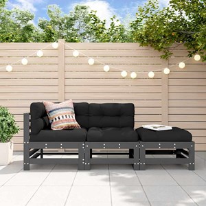 Maison exclusive - salon de jardin 3 pcs avec coussins gris bois massif