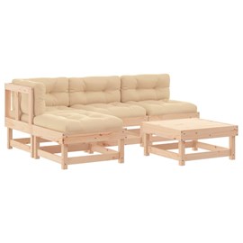 Maison exclusive - salon de jardin 5 pcs avec coussins bois massif