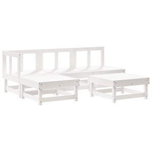 Maison exclusive - salon de jardin 5 pcs avec coussins blanc bois massif