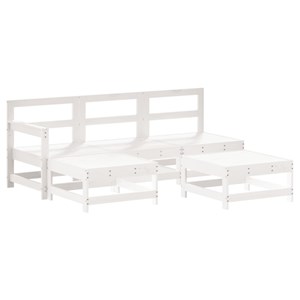 Maison exclusive - salon de jardin 5 pcs avec coussins blanc bois massif