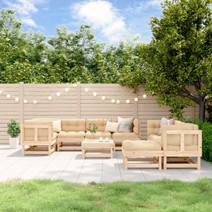 Maison exclusive - salon de jardin 10 pcs avec coussins bois massif