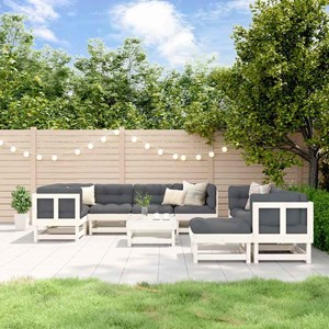 Maison exclusive - salon de jardin 10 pcs avec coussins blanc bois massif