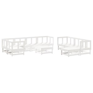 Maison exclusive - salon de jardin 10 pcs avec coussins blanc bois massif