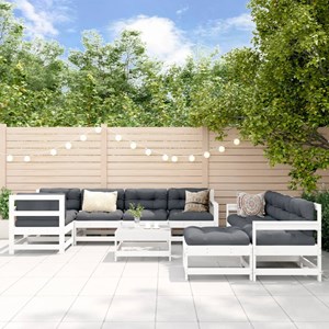 Maison exclusive - salon de jardin 10 pcs avec coussins blanc bois massif