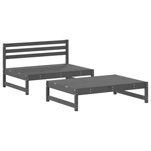 Maison exclusive - salon de jardin 2 pcs avec coussins gris bois massif