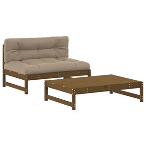 Maison exclusive - salon de jardin 2 pcs avec coussins marron miel bois massif