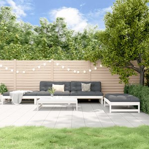 Maison exclusive - salon de jardin 5 pcs avec coussins blanc bois massif