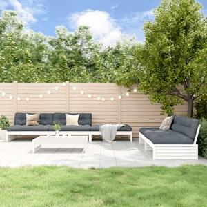 Maison exclusive - salon de jardin 6 pcs avec coussins blanc bois massif