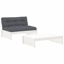 Maison exclusive - salon de jardin 2 pcs avec coussins blanc bois massif