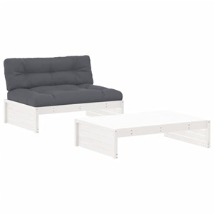 Maison exclusive - salon de jardin 2 pcs avec coussins blanc bois massif