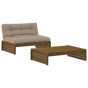 Maison exclusive - salon de jardin 2 pcs avec coussins marron miel bois massif